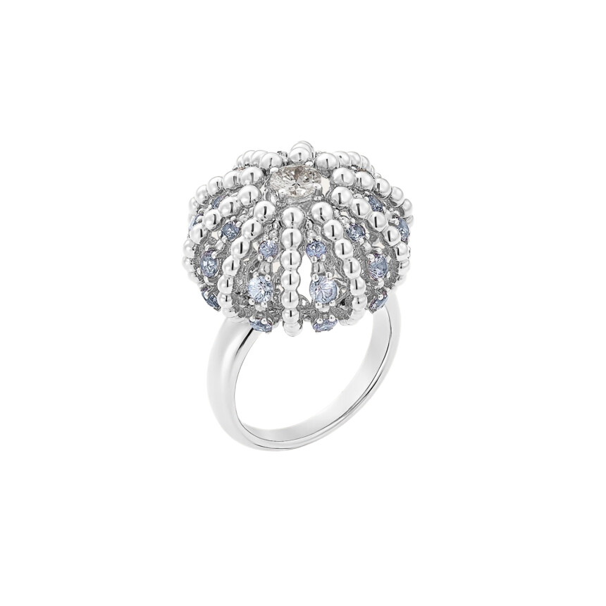 Barth Monte-Carlo Oursin ring, white gold, sapphires and diamonds