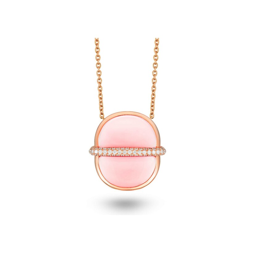 Pendentif MARCELINE Amrita en or rose, opale rose et diamants