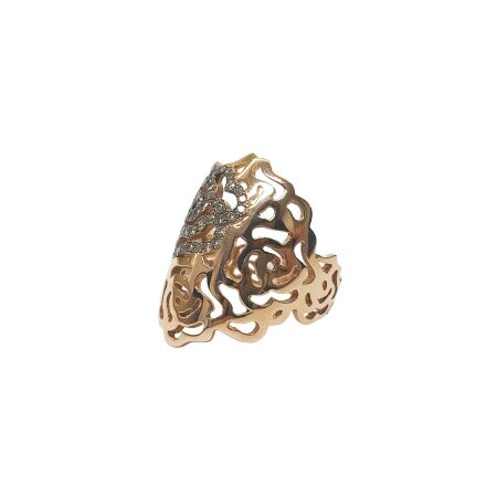 Bague Isabelle Barrier en or rose et diamants bruns, taille 54