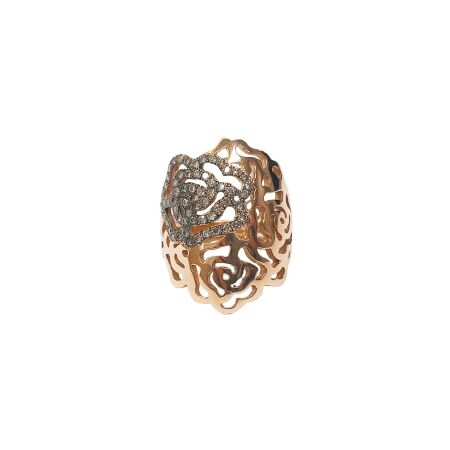 Bague Isabelle Barrier en or rose et diamants bruns, taille 54