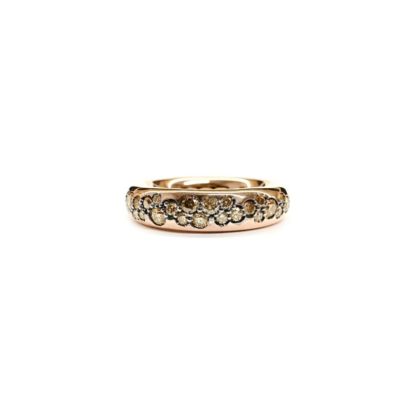 Bague Isabelle Barrier en or rose et diamants bruns de 0.61ct, taille 52