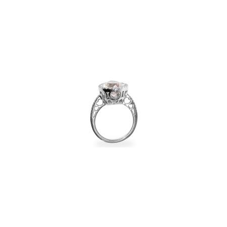 Bague Isabelle Barrier Entourage en or blanc, diamants et morganite, taille 54