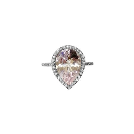 Bague Isabelle Barrier Entourage en or blanc, diamants et morganite, taille 54