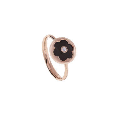 Bague en or rose, onyx et diamants