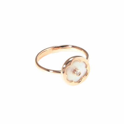 Bague Ph. Tisseront en or rose, nacre blanche et diamant taille 52