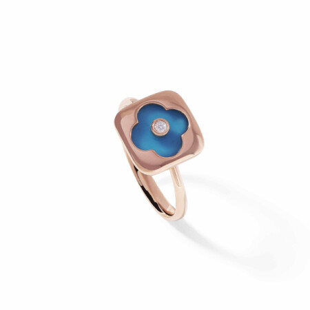 Bague Ph. Tisseront en or rose, nacre bleue et diamant taille 52