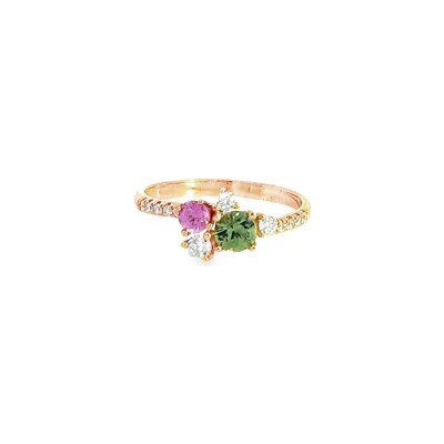 Bague en or rose, saphirs et diamants