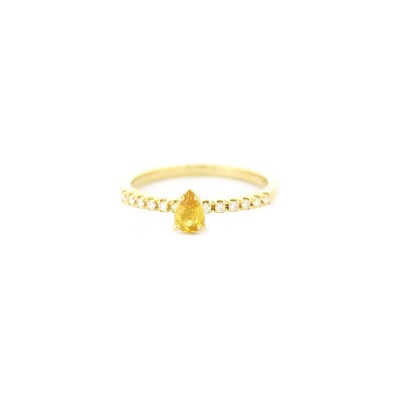 Bague en or jaune, saphir jaune et diamant