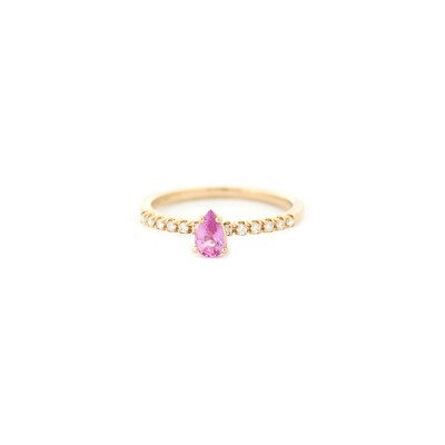 Bague en or rose, saphir rose et diamant