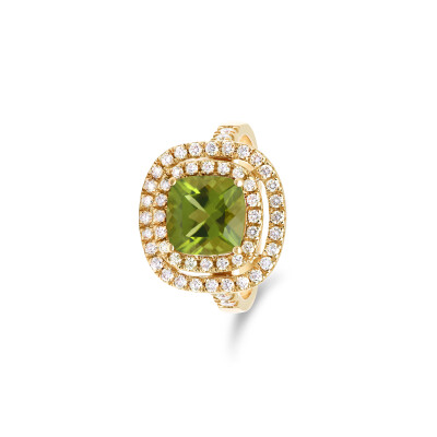 Bague Arès en or jaune, péridot et diamants