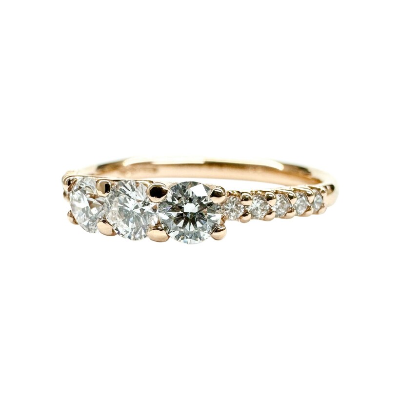 Bague Isabelle Barrier en or rose et diamants de 0.57ct, taille 54