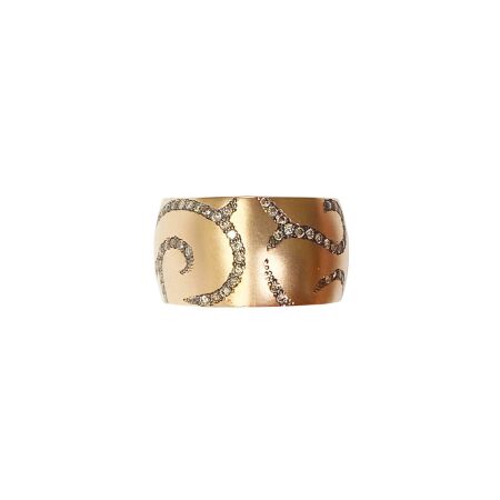 Bague Isabelle Barrier en or rose et diamants bruns, taille 55