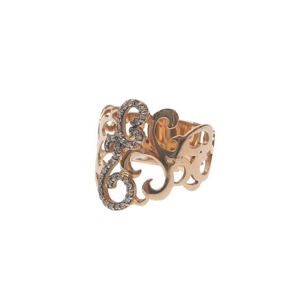 Bague Isabelle Barrier en or rose et diamants bruns, taille 56