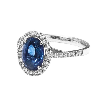 Bague Isabelle Barrier Entourage en or blanc, saphir et diamants, taille 53