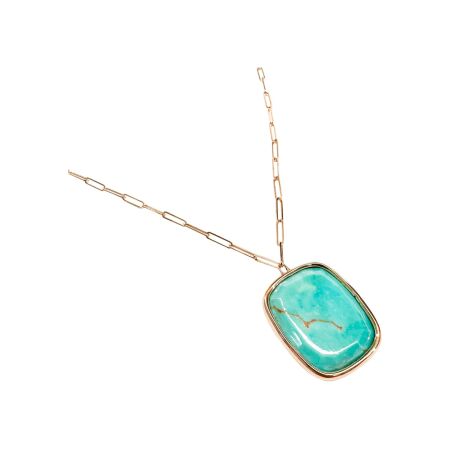 Collier Isabelle Barrier en or rose et turquoise de 10.19cts