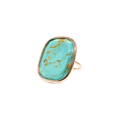 Bague Isabelle Barrier en or rose et turquoise de 5.36cts, taille 54