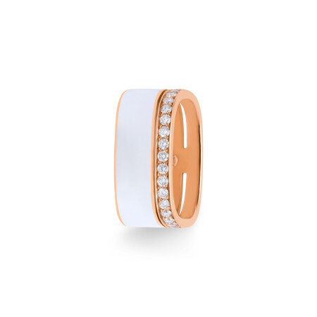 Bague Magic en or rose, laque blanche et diamants