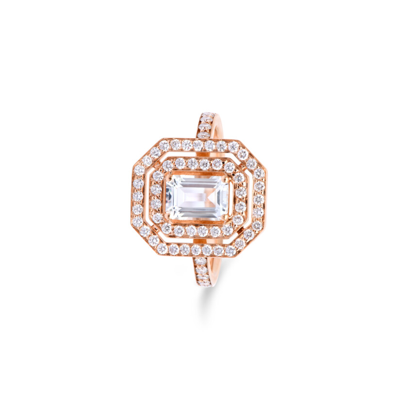 Bague Colette en or blanc, topaze blanc et diamants