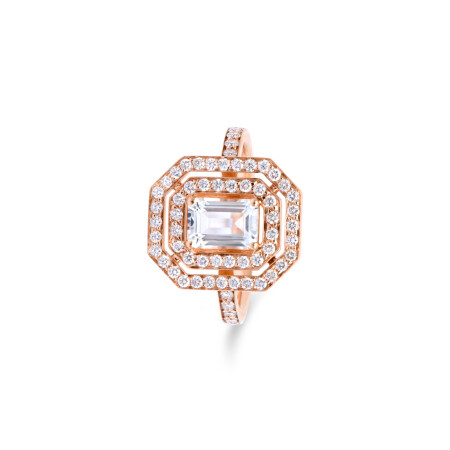 Bague Colette en or blanc, topaze blanc et diamants