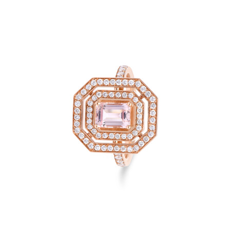 Bague Colette en or blanc, morganite taille émeraude et diamants