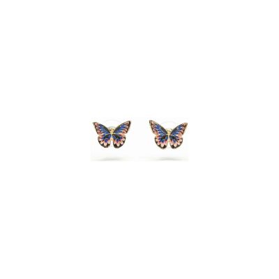 Puces d'oreilles Les Néréides Hanami en laiton doré à l'or fin, émail et verre