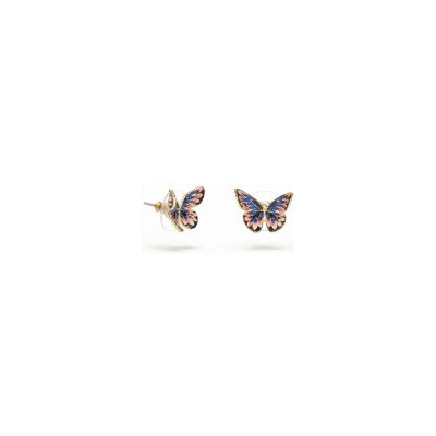 Puces d'oreilles Les Néréides Hanami en laiton doré à l'or fin, émail et verre