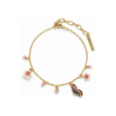 Bracelet Les Néréides Hanami en laiton doré à l'or fin, émail et verre