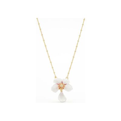 Collier Les Néréides Hanami en laiton doré à l'or fin, émail et verre
