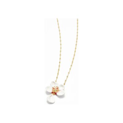 Collier Les Néréides Hanami en laiton doré à l'or fin, émail et verre