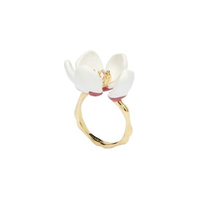 Bague Les Néréides Hanami en laiton doré à l'or fin, émail et verre