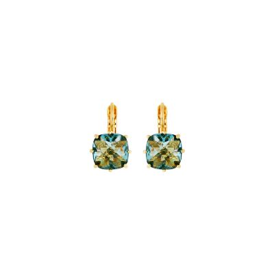 Boucles d'oreilles pendantes Les Néréides La Diamantine en laiton doré à l'or fin et verre