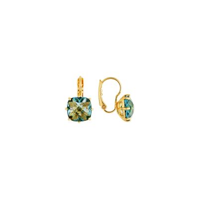Boucles d'oreilles pendantes Les Néréides La Diamantine en laiton doré à l'or fin et verre