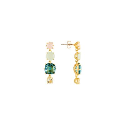 Puces d'oreilles Les Néréides La Diamantine en laiton doré à l'or fin, émail et verre