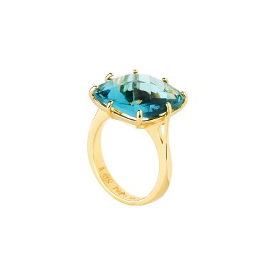 Bague Les Néréides La Diamantine en laiton doré à l'or fin et verre, taille 56