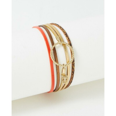 Bracelet FlowersforZoé ANNABELLE en acier doré et cuir, T1