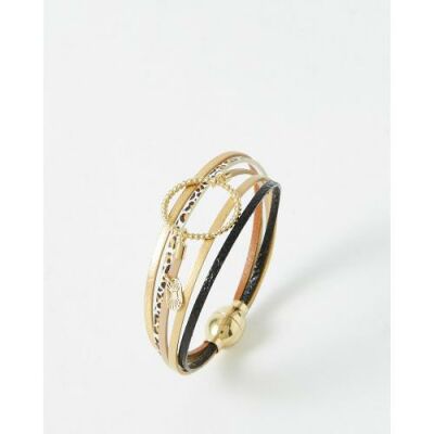 Bracelet FlowersforZoé ANNABELLE Black Leo en cuir et métal, T3