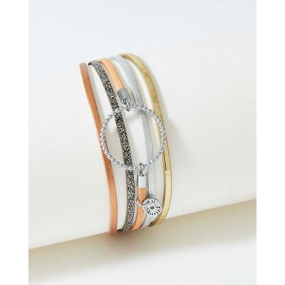 Bracelet FlowersforZoé ANNABELLE en acier et cuir, T2