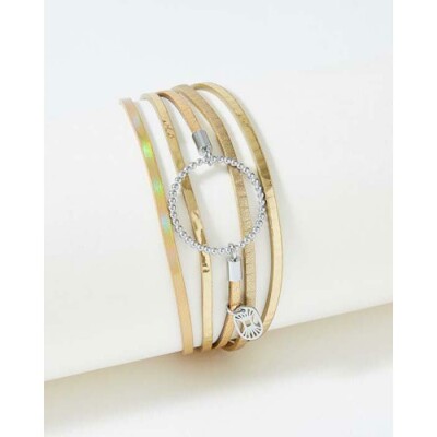 Bracelet FlowersforZoé ANNABELLE en acier et cuir, T2