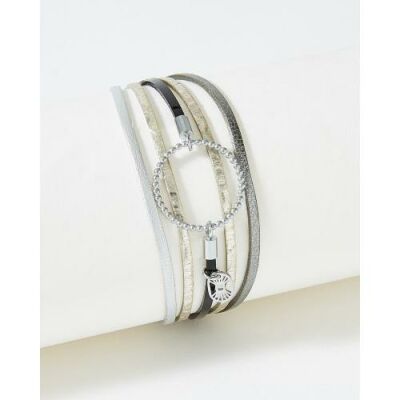 Bracelet FlowersForZoé ANNABELLE Onyx en cuir et acier