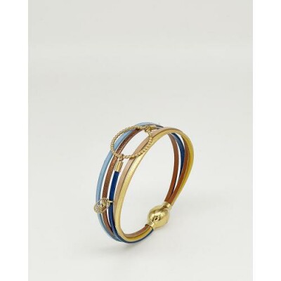 Bracelet FlowersforZoé ANNABELLE Royal Blue en cuir et métal, T1