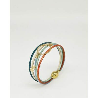 Bracelet FlowersforZoé ANNABELLE Stardust en cuir et métal, T2