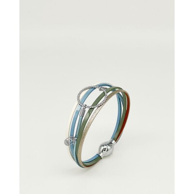 Bracelet FlowersforZoé ANNABELLE Lagoon en cuir et métal, T1