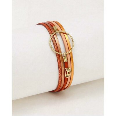 Bracelet FlowersForZoé ANNABELLE Copper Gold en cuir et acier, T2