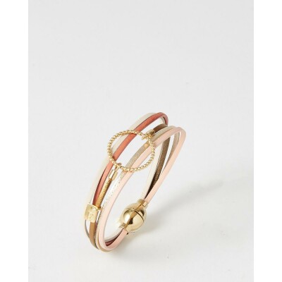 Bracelet FlowersforZoé ANNABELLE en acier doré et cuir, T2