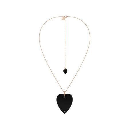 Collier GINETTE NY ANGELE en or rose et onyx 