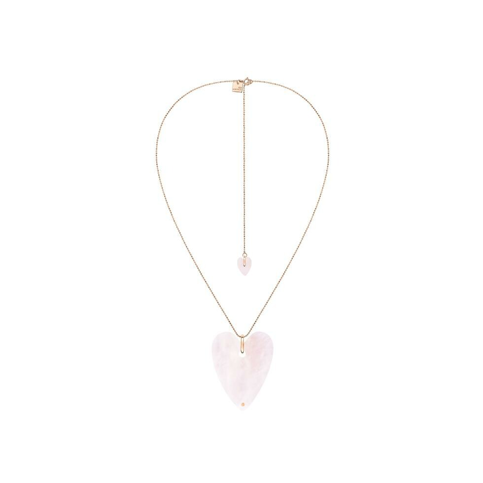 Collier Ginette NY ANGELE Jumbo en or rose et quartz rose