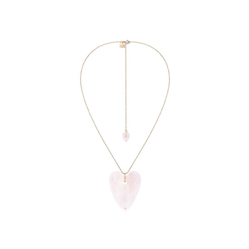 Ginette NY ANGELE Jumbo necklace in rose gold and rose quartz