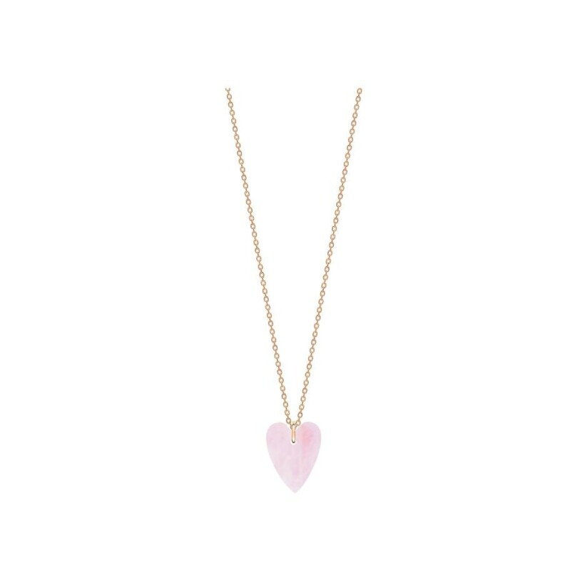 Ginette NY ANGELE Mini necklace in rose gold and rose quartz