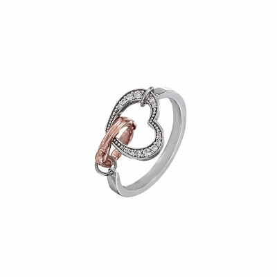 Bague Jourdan Bijoux Valentine en argent, plaqué or rose et oxyde de zirconium