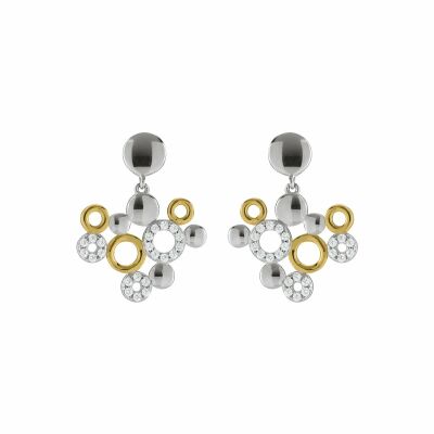 Boucles d'oreilles Jourdan Bijoux Zao en argent, plaqué or jaune et oxyde de zirconium